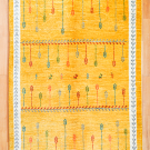 アマレ・154×104・黄色・麦・鹿・木・センターラグサイズ・真上画