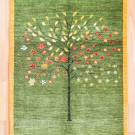 アマレ・154×104・生命の樹・花・緑色・センターラグサイズ・真上画