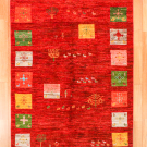 アマレ・169×122・赤色・生命の樹・鹿・センターラグサイズ・真上画