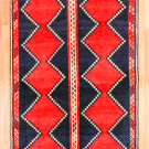 オールドギャッベ・189×119・赤色・紺色・トランジ・シンプル・センターラグサイズ・真上画