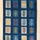 カシュクリ・116×77・紺色・生命の樹・カラフル・玄関サイズ・真上画