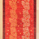 カシュクリ・131×82・赤色・生命の樹・鳥・玄関マット・真上画
