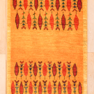 カシュクリ・119×81・黄色・糸杉・鳥・玄関マット・真上画
