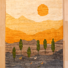アマレランドスケープ・127×80・黄色・夕日・羊・ヤギ・糸杉・玄関マット・真上画