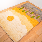 アマレランドスケープ・127×80・黄色・夕日・羊・ヤギ・糸杉・玄関マット・使用イメージ画