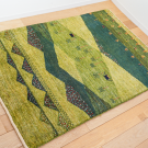 カシュクリ・111×76・緑色・風景・山・テント・羊・玄関マット・使用イメージ画
