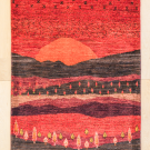 カシュクリランドスケープ・124×82・赤色・風景・夕日・玄関マット・真上画