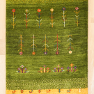アマレ・123×77・緑色・生命の樹・花・鹿・玄関マット・真上画