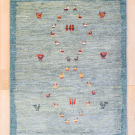 アマレ・109×84・水色・孔雀・鹿・糸杉・玄関マット・真上画
