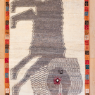 アマレライオン・124×81・白原毛・グレー・ライオン・カラフル・玄関マット・真上画