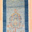 アマレ・120×81・生命の樹・花・鹿・水色・玄関マット・真上画