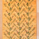 カシュクリ・119×80・薄黄色・生命の樹・花・玄関マット・真上画