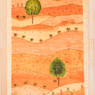 カシュクリランドスケープ・128×78・黄色・生命の樹・羊・風景・玄関マット・真上画