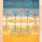 アマレランドスケープ・135×79・青色・黄色・生命の樹・グラデーション・玄関マット・真上画