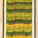 アマレ・122×84・緑色・鹿・ラクダ・生命の樹・糸杉・玄関マット・真上画