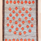 カシュクリ・121×78・ザクロの実・茶色・原毛・水色・玄関マット・真上画