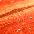 カシュクリ・92×63・赤色・グラデーション・ラクダ・木・玄関マットサイズ・アップ画