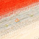アマレ・89×58・赤色・カラフル・白原毛・ヤギ・木・玄関マットサイズ・アップ画