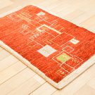 アマレ・96×65・赤色・窓・ヤギ・生命の樹・玄関マットサイズ・使用イメージ画