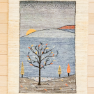 カシュクリランドスケープ・96×64・風景・水色・生命の樹・糸杉・玄関マットサイズ・真上画