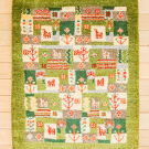 アマレ・86×64・緑色・鹿・生命の樹・花・玄関マットサイズ・真上画