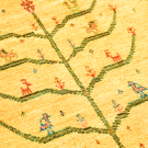 アマレ・86×63・黄色・生命の樹・鹿・孔雀・玄関マットサイズ・アップ画