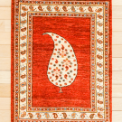 ルリバフ・89×63・赤色・ボテ文様・白原毛・玄関マットサイズ・真上画