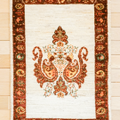 ルリバフ・92×61・赤色・白原毛・孔雀・生命の樹・玄関マットサイズ・真上画