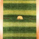カシュクリ・234×169・緑色・月・ラクダ・鹿・人・リビングサイズ・真上画