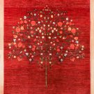 カシュクリランドスケープ・201×152・赤色・ザクロの木・花柄・リビングサイズ・真上画