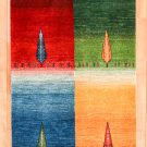 カシュクリ・四季・糸杉・赤色・青色・緑色・黄色・グラデーション・センターラグサイズ・真上画