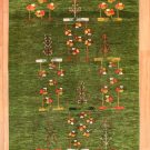 アマレ・緑色・花・生命の樹・センターラグサイズ・真上画