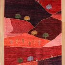 アマレ・赤色・生命の樹・風景・鹿・センターラグサイズ・真上画