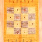 アマレ・黄色・枝垂れ柳・鳥・生命の樹・茶色原毛・センターラグサイズ・真上画