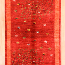 アマレ・赤色・鳥・生命の樹・センターラグサイズ・真上画