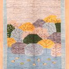 カシュクリ・水色・生命の樹・羊・風景・センターラグサイズ・真上画