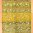 カシュクリ・黄緑色・グラデーション・糸杉・センターラグサイズ・真上画