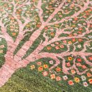ルリバフ・緑色・生命の樹・花・センターラグサイズ・アップ画