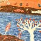 カシュクリ・生命の樹・鹿・白原毛・オレンジ色・青色・風景・玄関サイズ・アップ画
