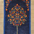 ルリバフ・青色・生命の樹・玄関マットサイズ・真上画