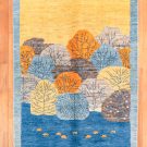 カシュクリ・風景・水色・黄色・羊・生命の樹・センターラグサイズ・真上画