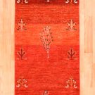 アマレ・赤色・鹿・生命の樹・キッチンマットサイズ・真上画