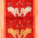アマレランドスケープ・96×64・赤・ライオン・生命の樹・玄関マットサイズ・真上画