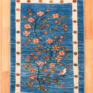 カシュクリ・98×64・青・鳥・花・生命の樹・玄関マットサイズ・真上画