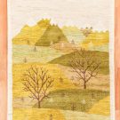 アマレ・原毛・黄色・生命の樹・風景・センターラグサイズ・真上画