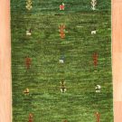 アマレ・緑色・生命の樹・鹿・玄関マットサイズ・真上画