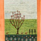 カシュクリ・青色・緑色・生命の樹・鹿・風景・玄関マットサイズ・真上画