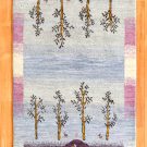 アマレ・原毛・紫色・生命の樹・鹿・玄関マットサイズ・真上画