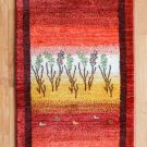 カシュクリ・赤色・生命の樹・鹿・玄関マットサイズ・真上画