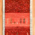 アマレ・赤色・生命の樹・鹿・玄関マットサイズ・真上画